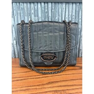 Coach Melody  Quilted Leather Shoulder Bag Black Horse and Carriage Logo